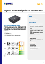 PoEインジェクター PLANET POE-171 製品カタログ