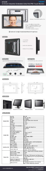 21.5インチ前面防水防塵IP65パネルマウントディスプレイ NEWAY KT215F 製品カタログ