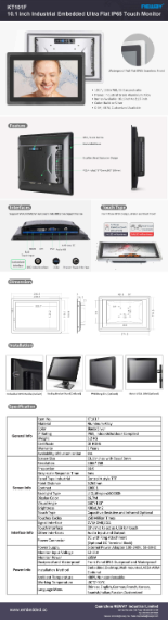 10.1インチ前面防水防塵IP65パネルマウントディスプレイ NEWAY KT101F 製品カタログ