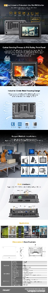7インチ 前面防水防塵IP65 産業用高輝度タッチパネル液晶ディスプレイ NEWAY KT7FC-D 製品カタログ