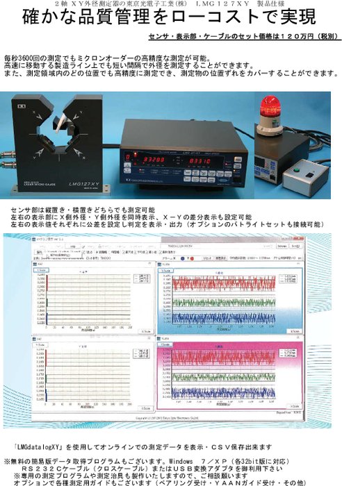 2軸外径測定用レーザマイクロゲージ LMG127XY