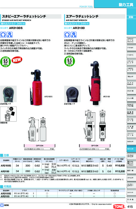 スタビーエアーラチェットレンチ AR3100S