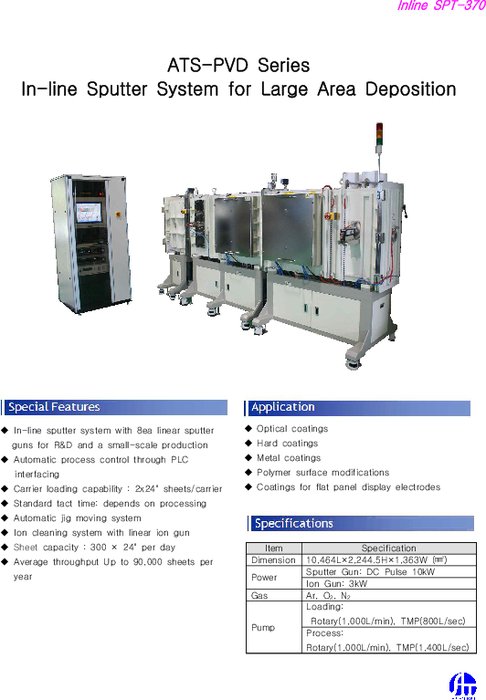 広域成膜用インラインスパッタ Inline SPT‐370
