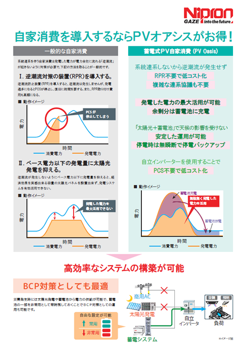 逆潮流しない、蓄電式PV自家消費システム