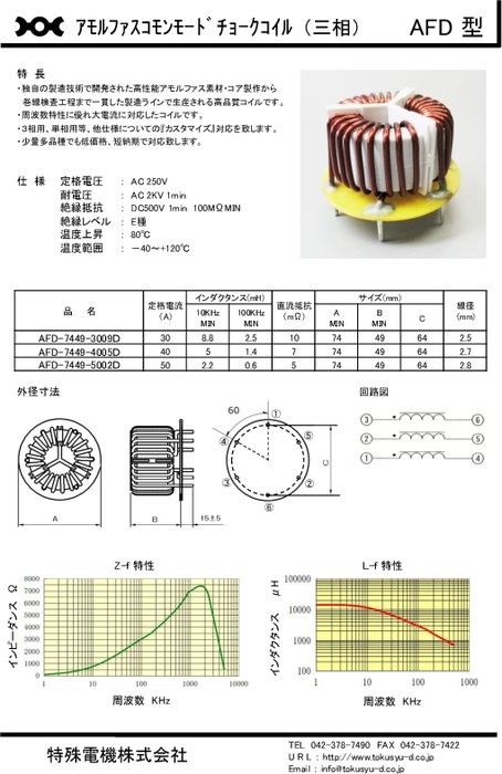 アモルファスコモンモードチョークコイル AFD型