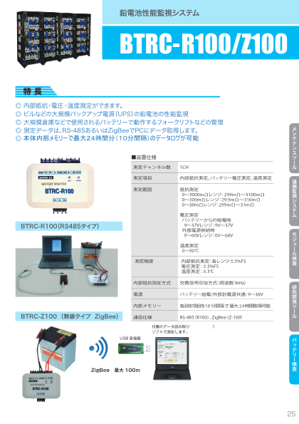 BTRC-R100/Z100　鉛電池性能監視システム