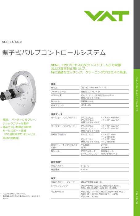 振子式バルブコントロールシステム Series 65.0