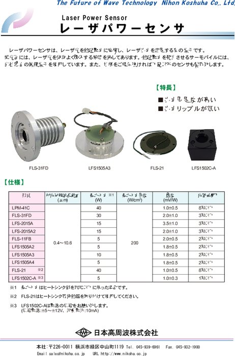 レーザパワーセンサ