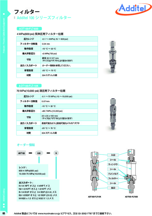 フィルタ ADT100シリーズ