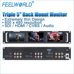 トリプル5インチ2RU LCDラックマウントモニタ FEELWORLD T51