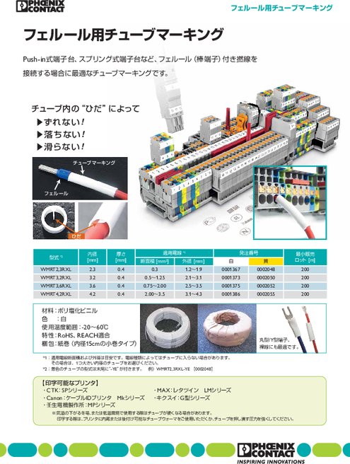 フェルール用チューブマーキング カタログ 資料 フエニックス コンタクト 株 製品ナビ