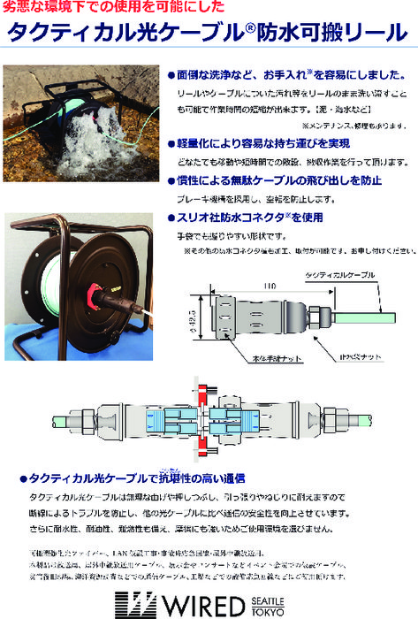 光ケーブル専用防水可搬リール